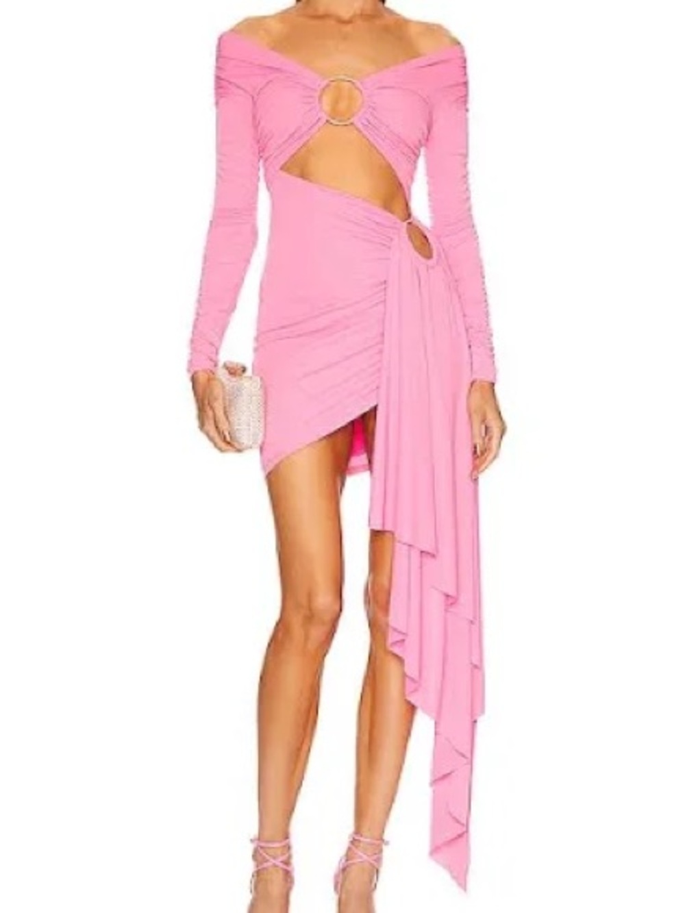 ‼️WOW‼️REVOLVE 🩷🩷🩷Off-Shoulder Pink Asymmetric Mini Dress! NWT‼️